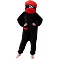 thumbnail image 2 of Funny Big Mouth Monster Onesie - Soft Plush Animal Cosplay Pajamas with Pink Hair Comb for Halloween, Loungewear & Party Costume (Black-S), 2 of 10