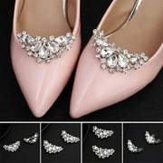 Goulian 2pcs Rhinestone Crystal Flower Shoe Buckle Shoe Clips for Bride Wedding Party New