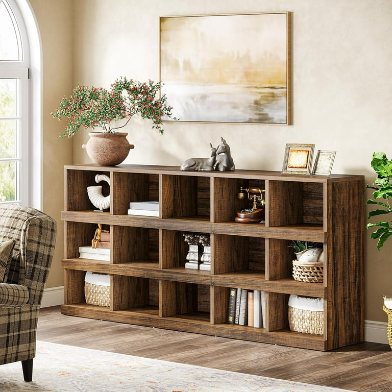 Tribesigns 63-Inch Farmhouse Console Table, 15-Cube Narrow