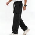 thumbnail image 2 of Big & Tall Men Twill Cargo Pants Straight Leg Expandable Waist Daily Casual Pants S-XL（1 piece）, 2 of 9