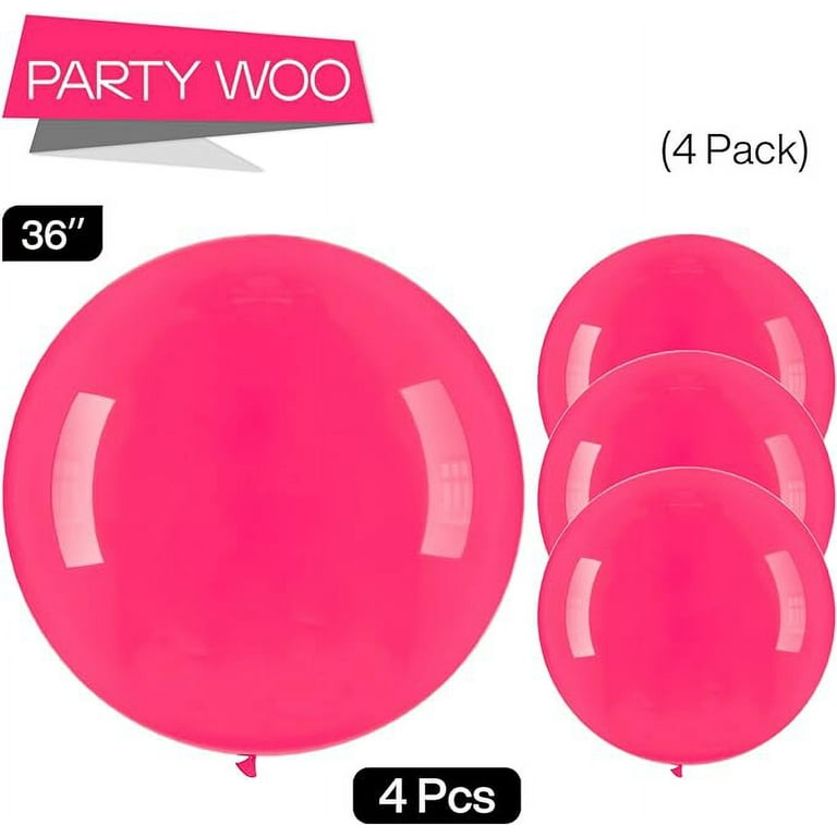 PartyWoo 4 pcs Magenta Balloons, 36 Inch Large Hot Pink Balloons