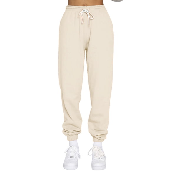 Avamo Pantalon de Sport pour Femme Pantalon de Survêtement Uni Bas à Jambe Fuselée Pantalon de Tous les Jours Jogging Abricot TG