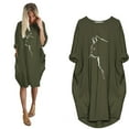 thumbnail image 2 of PENGXIANG Robe Chandail Oversize pour Femmes Imprimé Chat Manches Courtes Été Poche Mini Robe de Plage pour Femmes 2022, 2 of 5