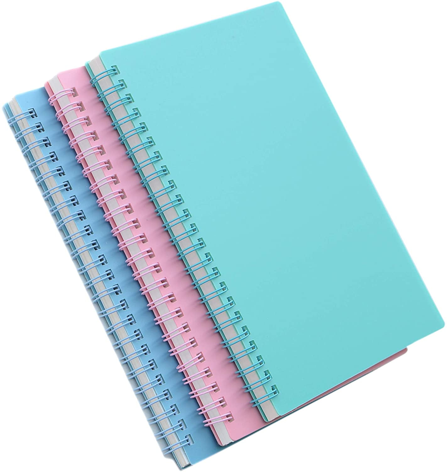 A5 Twinwire Pastel Soft Cover Notebooks Lilac Pink Green Black Grey School Work 