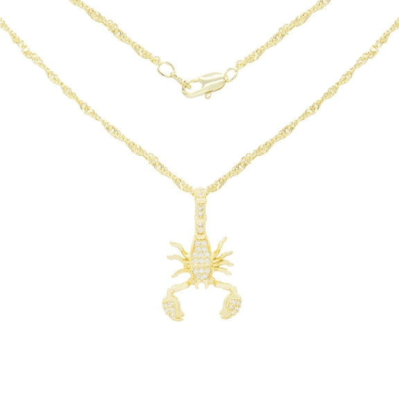BEBERLINI Women Scorpion Pendant Necklace 14K Gold Filled Rope Chain CZ Charm Jewelry 18"