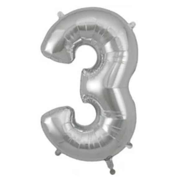 Silver (Number 3) Inflatable Balloon 20.5" X 33.5"