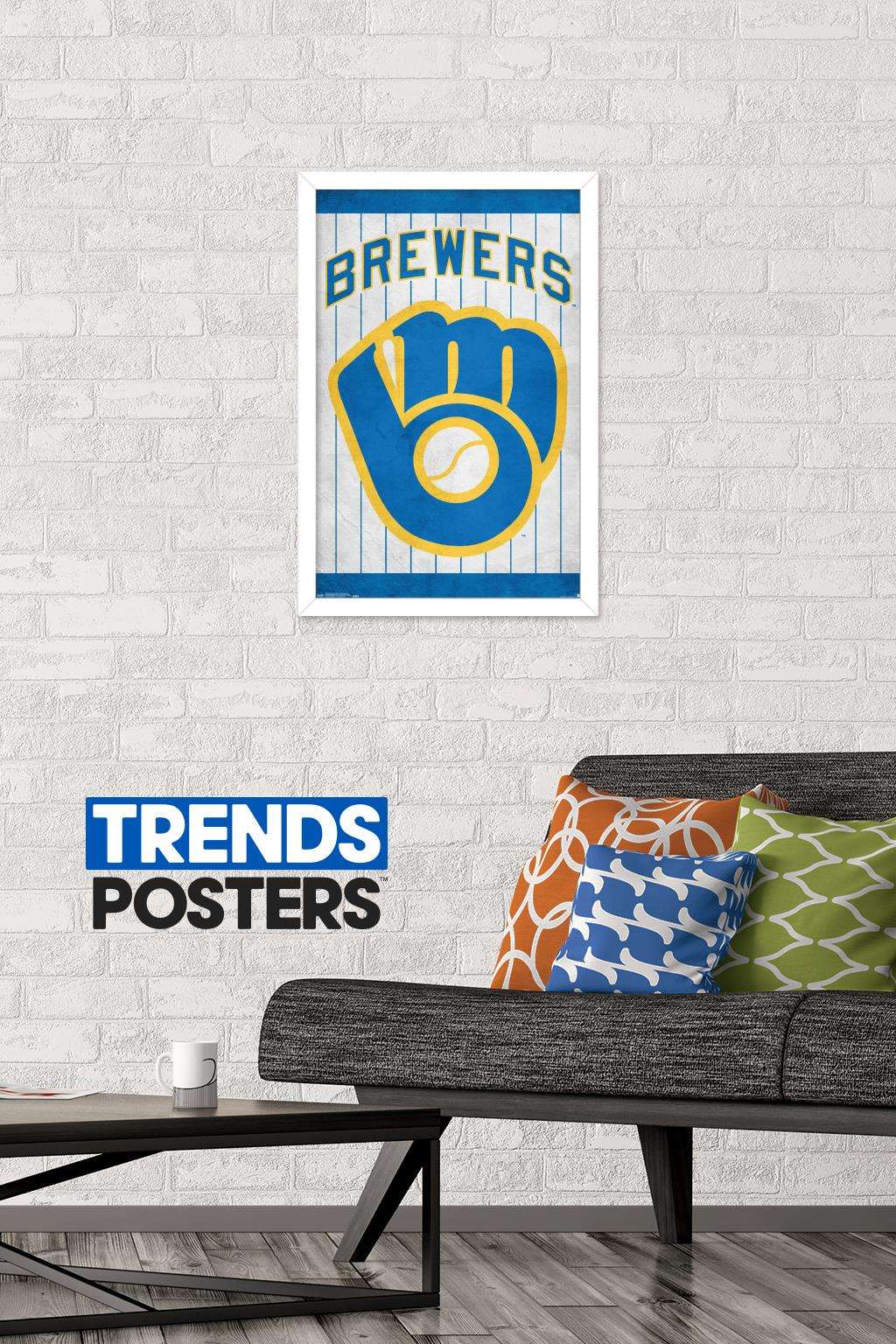 MLB Milwaukee Brewers - Retro Logo Wall Poster, 14.725" x 22.375", Framed