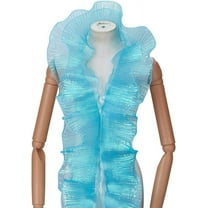 11 Yard Ruffle Ribbon Pleated Chiffon Trim 5Inch Retro Organza Fabric Trim Tulle Ruffle Lace Border for Jellyfish Costume Craft Dress Bag Wedding Cosplay Sewing Curtain Decor(Blue)