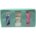 thumbnail image 3 of Foldable Fabric Storage Organizer Bag 3 Sectional 24x14x11in (Pack of 2, Teal), 3 of 4