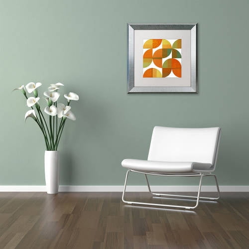 Trademark Fine Art "Four Suns Quartered 1.0" Canvas Art by Michelle Calkins, White Matte, Silver Frame