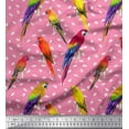 thumbnail image 3 of Soimoi Pink Heavy Satin Fabric Macaw Parrot Bird Decor Fabric Printed Yard 56 Inch Wide, 3 of 3
