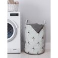 thumbnail image 3 of Flower Laundry Bag, Floral Romantic Pattern with Monochrome Roses Print, Hamper Basket with Handles Drawstring Closure for Laundromats, 13" x 19", Pale Taupe Charcoal Grey, by Ambesonne, 3 of 4