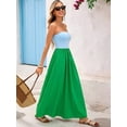 thumbnail image 5 of Vivid Green Strapless Maxi Dress For Women, Casual Elegant Vacation Flowy Skirt, 5 of 8
