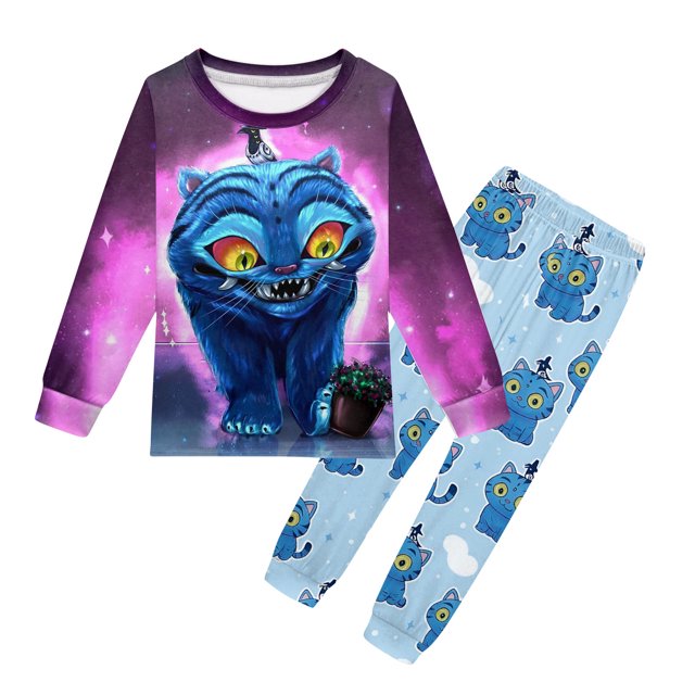 Moonsky Pijama estampado de pop Hunter, conjuntos de top y pantalón de dos piezas con estampado gráfico de Rumi, Mira y Zoey para niñas y niños Rosa intenso 110
