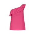 thumbnail image 4 of Penkiiy Women's One Shoulder Ruffled Sleeveless Blouse - Soft Stretch Fabric, Perfect for Casual & Party Outfits 2XL Hot Pink, 4 of 6