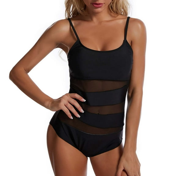 QHFBli Women's One Piece Swimsuit Long Torso See Through Mesh Bathing Suit Monokinis
