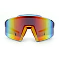 thumbnail image 4 of Mens Color Mirror Oversized Shield Sport MTB Style Plastic Sunglasses Black Red - Orange Mirror, 4 of 8