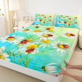 thumbnail image 3 of Homewish Chic Flower Daisy 3pcs Twin Sheet Sets for Kids Children Teens,Red Ladybird Twin Fitted Sheet,Abstract Watercolor Gradient Breathable Flat Sheet,Lightweight Room Decor, 3 of 7