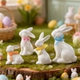 thumbnail image 3 of 2.72in Easter Bunny Tabletop Decoration Resin Rabbit Figurine with Bow for Home Display, Easter Decorations for Home Spring Shelf Centerpiece Decor, 3 of 8
