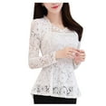thumbnail image 2 of OKBOP Fall Tops for Women,Casual Long Sleeve Lace Shirt Crocheted Elegant Lace Women'S Tops,Tees & Blouses Pink Breast Cancer Shirts for Women, 2 of 6