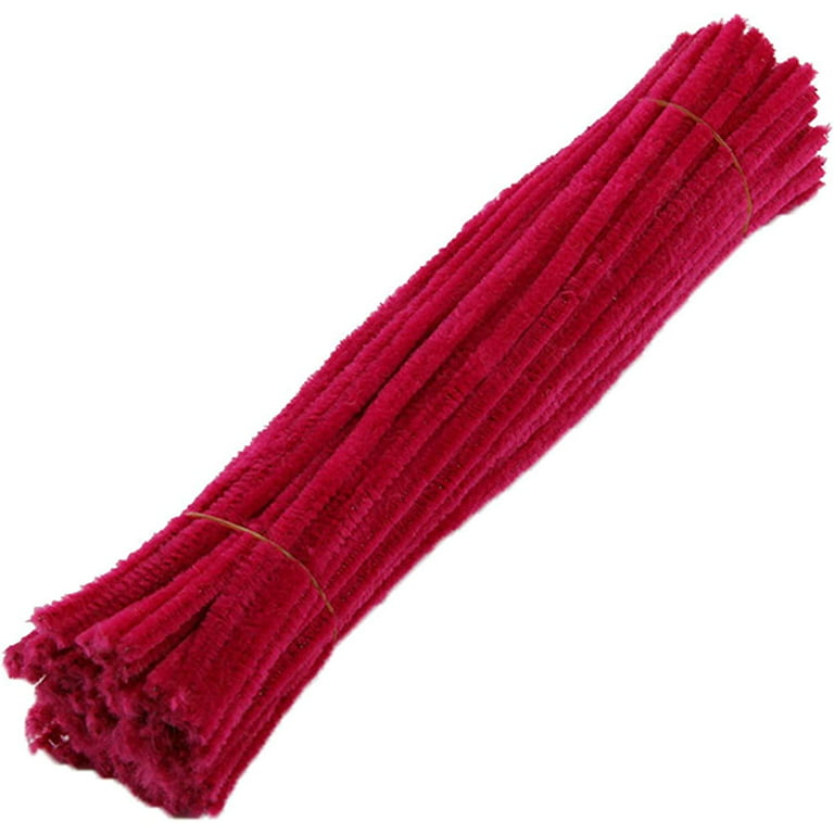 TOCOLES 100pcs Pink Pipe Cleaners30cmX6mm Pipe Cleaners Craft Chenille Stems for DIY Art Creative Crafts (Pink100)