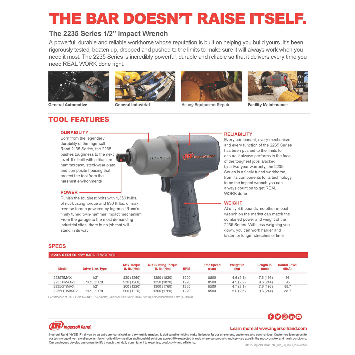 Ingersoll Rand 2235TIMAX, 1/2" Pneumatic Impact Wrench