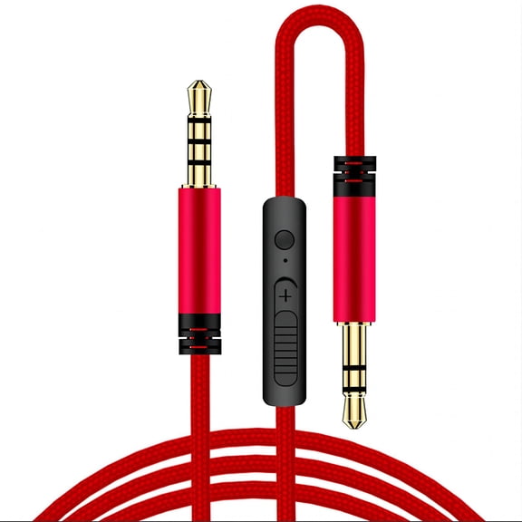 GJX Audio Cable Gold Plated Volume Control 3.5mm to 3.5mm Male to Male Speaker Line AUX Cord with Mic for Headphone