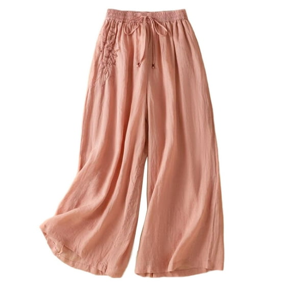 Zuesphe Summer Pants Sets Women 2 Piece Outfits Women Capri Pants Wide Leg Palazzo Pants for Women Plus Size High Waist Cargo Pants Women Stretch