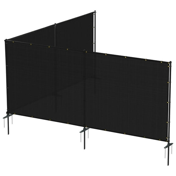 Sunshades Depot 6'x23' Black Outdoor Privacy Fence with Iron Poles Ground Spikes