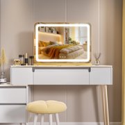 Hasipu 32x 20 LED Vanity Mirror Round Gold Lighted Makeup Mirror with Dimmable 3 Modes, Touch Screen Control