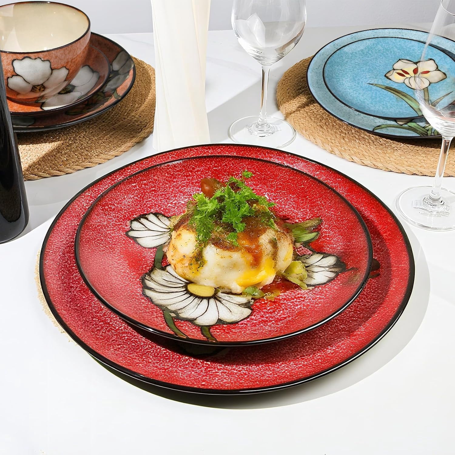 TheTerra Ceramic Dinnerware Sets for 4, 12 Pieces Handmade