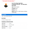 thumbnail image 2 of Front Turn Signal Light Bulb - Compatible with 2007 - 2013 Mercedes-Benz S550 2008 2009 2010 2011 2012, 2 of 2
