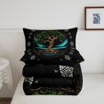 thumbnail image 5 of Homewish Astrology Tree Of Life Full Size Comforter Sets,Nature Botanical Design Bedding Comforter Set,Black Green,Black Reversible,3 Pieces,1 Comforter and 2 Pillowcases, 5 of 7