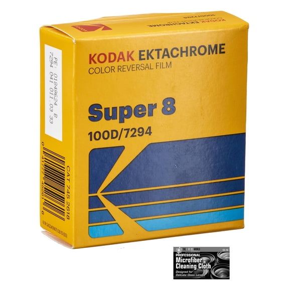 Kodak Ektachrome 100D Color Transparency Film #7294 Super 8, 50' Roll - with Microfiber Cleaning Cloth