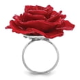 thumbnail image 2 of Lacquer Dipped Red Real Rose Adjustable Silver-tone Ring, 2 of 7