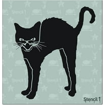Stencil1 Black Cat Stencil 5.75" x 6" - Durable Quality Reusable Black Cat Stencil Halloween & Pumpkin Art Craft - 5.75" x 6