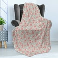 thumbnail image 4 of Dahlia Soft Flannel Fleece Blanket, Bloom Branches Field Yard Meadow Foliage with Peonies Summer Romance Print, Cozy Plush for Indoor and Outdoor Use, 50" x 70", Coral Dust Coconut, by Ambesonne, 4 of 5