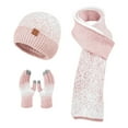thumbnail image 4 of Bibifish 3 PCS Scarf Hat Glove Sets For Women Winter Knitted Scarf Warm Soft Touchscreen Gloves And Hats Cold Weather Thermal Scarf Hat Glove Sets, 4 of 4