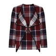 thumbnail image 7 of UQJfacai Womens Plaid Shawl Collar Cardigan Sweaters Long Open Front Flannel Jacket Buffalo Plaid Shacket Fashion Fall Outfits, 7 of 7