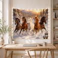 thumbnail image 5 of Horses Galloping in Snowy Mountain Landscape, Energetic Rustic Wall Art for Nature Lovers, Wintry Wildlife Decor, Housewarming Gift Tapestry Wall Hanging for Bedroom, Living Room and Dorm, 5 of 7