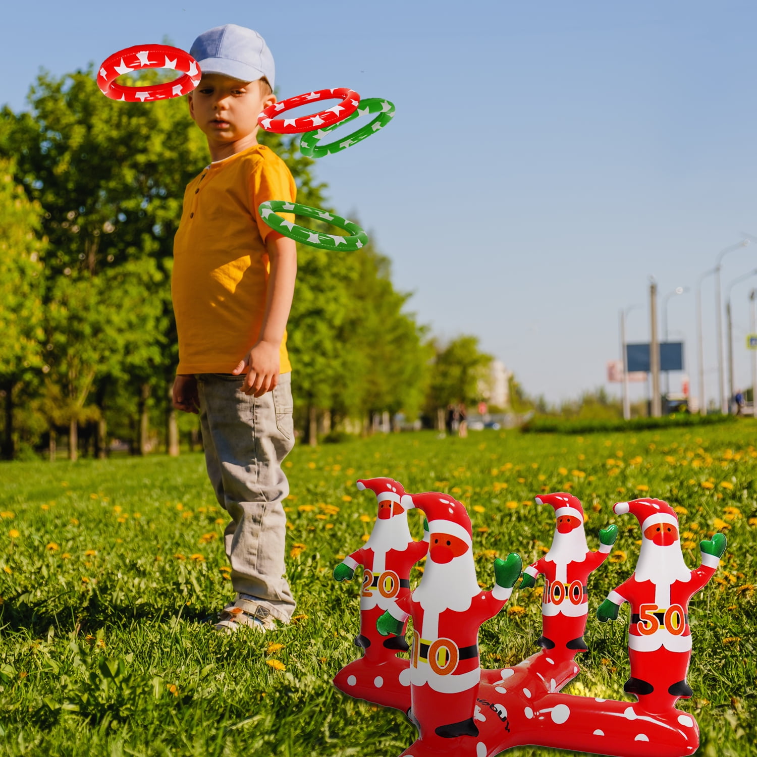 Christmas Gift Inflatable Santa Claus Ring Toss Game For Kids