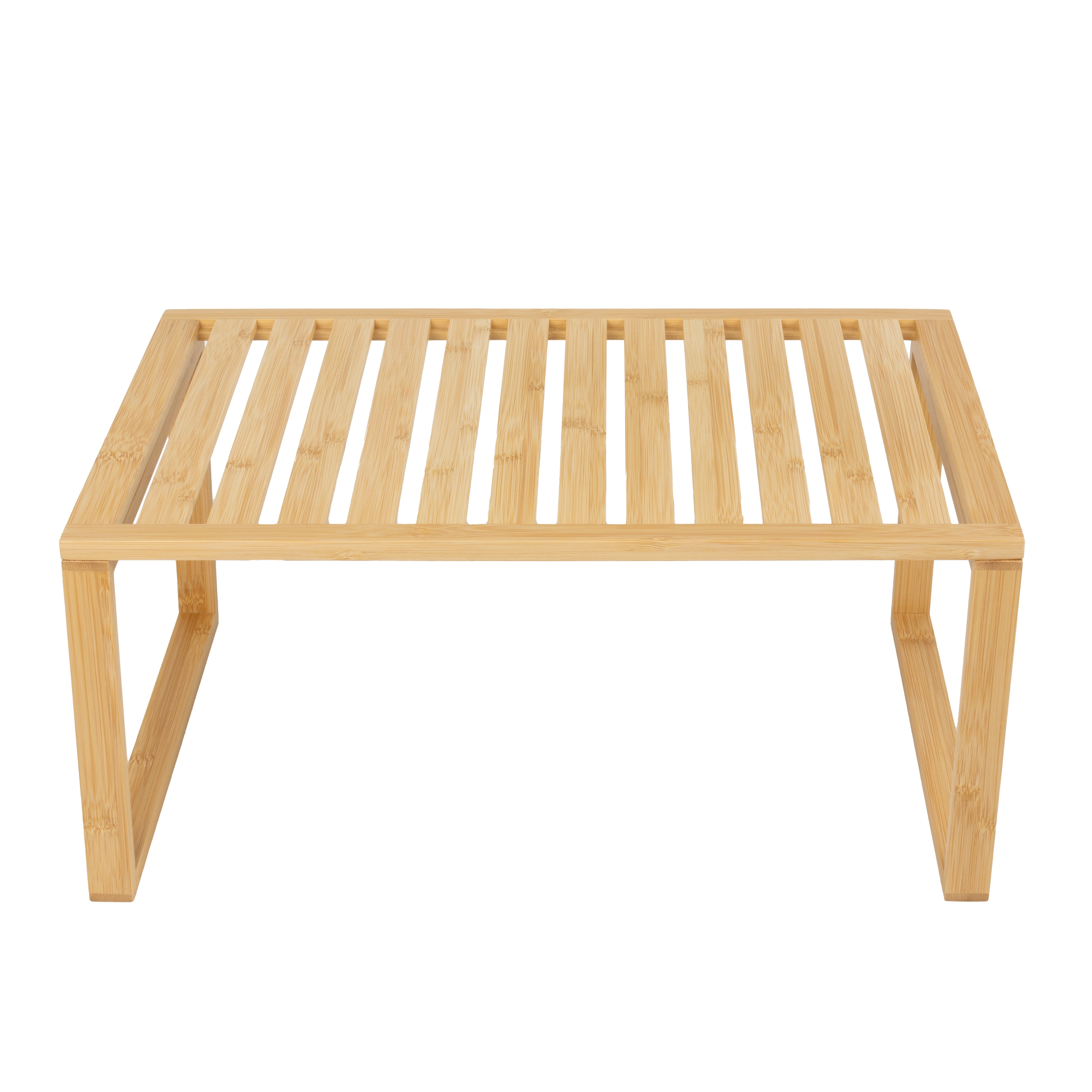 (2 pack) Better Homes & Gardens Bamboo Stackable Shelf, Natural Bamboo Color, Easy Assemble, 16 x 10 x 1.18in