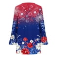 thumbnail image 4 of Kvture 4th of July Tops for Women Henley V Neck Button 3/4 Sleeve Blouse Independence Day Patriotic T Shirts Summer Navy Tees XL, 4 of 5