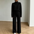 thumbnail image 6 of Yutgune Women's 2 Piece Sweatsuit Mock Neck Long Sleeve Sweatshirt Drawstring Wide Leg Pants Casual Lounge Set, 6 of 7