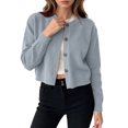 thumbnail image 3 of Women's Long Sleeve Button Down Cropped Knit Cardigan,Casual Short Sweater Jacket, 3 of 6