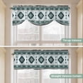 thumbnail image 5 of Green Boho Tie Up Valance Curtains for Windows, Kitchen Curtains Window Treatments, Southwest Ethnic Abstract Geometric Art Short Window Shades Valances for Bedroom Bathroom Cafe 42"x12", 5 of 8