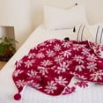 thumbnail image 5 of Soft Cozy Red Snowflake Throw Blanket Christmas Knitted Blanket Lightweight Fluffy Fleece Blanket for Sofa Couch Holiday Decor (2,130x170cm(51x67inch)), 5 of 7