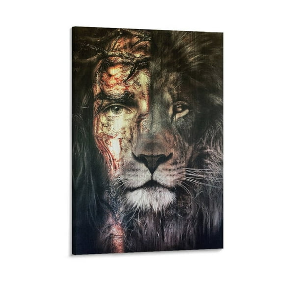 Abstract Jesus Wall Art Jesus Lion of Judah Bible Canvas Painting Picture Print Wall Art Poster Painting Canvas Posters Artworks Gift Room Aesthetic 12x18inch(30x45cm)