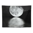 thumbnail image 5 of ERAPDAUR  Small Full Moon Over Ocean Tapestry Wall Hanging, Starry Night Sky Wall Tapestry, 3D Fantasy Black and White Large Moon Wall Art for Bedroom Living Room Dorm Home Decor 60x50inch, 5 of 6