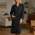 thumbnail image 4 of Shrysg Women's Kimono Robes Solid Loose Long Sleeve Ladies V Neck Loungewear Bathrobe with Pockets Black, 4 of 8